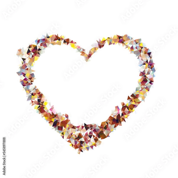 Fototapeta Triangular multicolored icon of heart, love. Isolated on white background