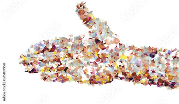 Fototapeta Triangular multicolored icon open hand. isolated on white background