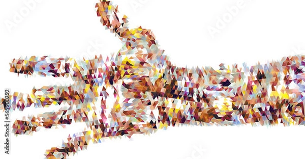 Fototapeta Triangular multicolored icon open hand. isolated on white background