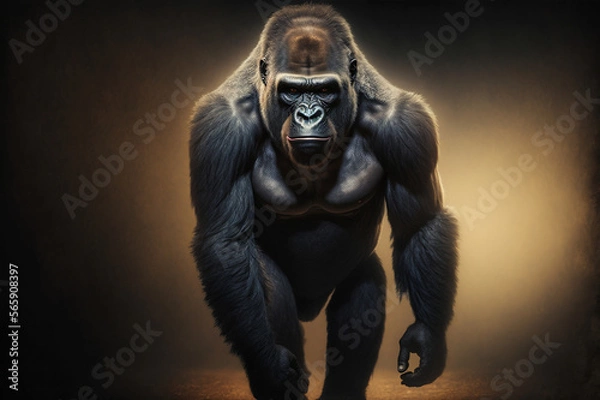 Obraz Moving Silverback Gorilla, Generative AI