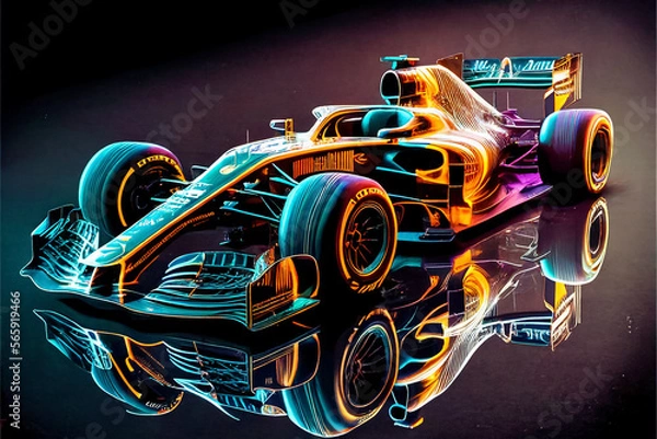 Obraz A f1 car design view as a hologram. Generative ai