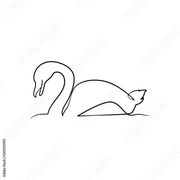 Fototapeta Swan continuous one line art drawing