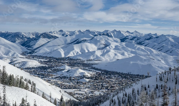 Fototapeta Sun Valley ski resort, view over the town of ketchum-