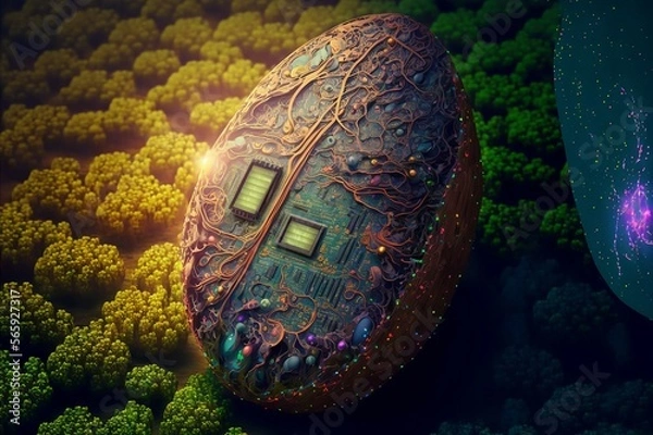 Fototapeta Discover the Technological Easter Surprise with IT-Savvy Tech Egg