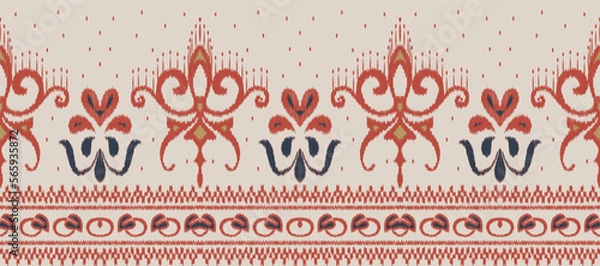 Obraz African Ikat paisley embroidery. Batik Textile Motif ikat seamless pattern digital vector design for Print saree Kurti Borneo Fabric border Ikkat Dupatta