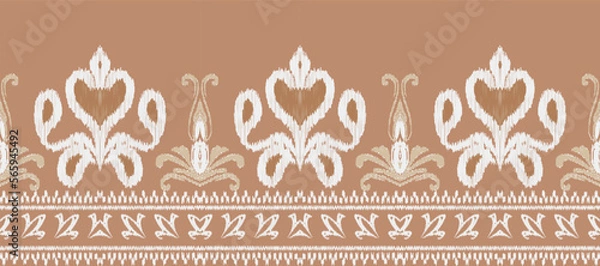 Fototapeta African Ikat paisley embroidery. Batik Textile ikat designs seamless pattern digital vector design for Print saree Kurti Borneo Fabric border Ikkat Dupatta