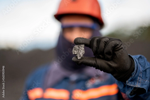 Fototapeta Workers at a coal-processing plant