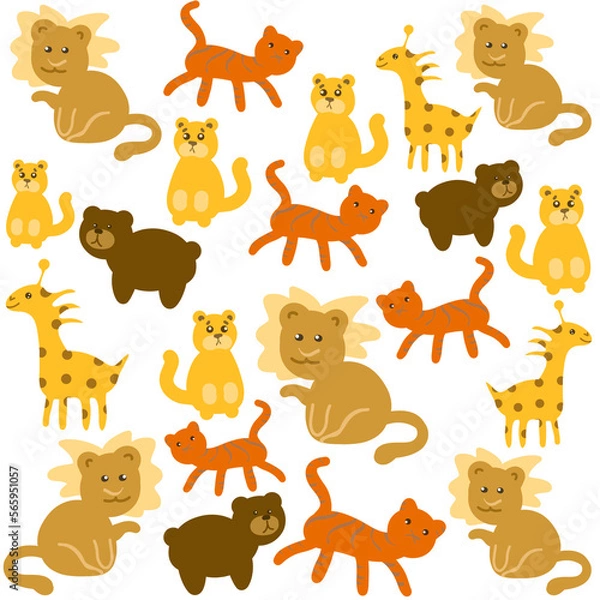 Fototapeta Zoo animal illustration. Children's pattern.