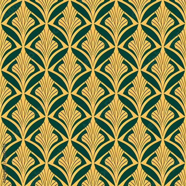Fototapeta Seamless art deco nouveau tile pattern. Generative AI