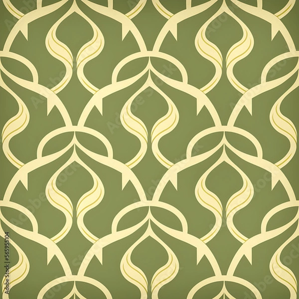 Fototapeta Seamless art deco nouveau tile pattern. Generative AI