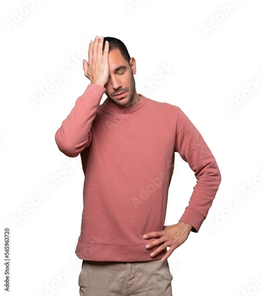 Obraz Concerned young man who made a mistake