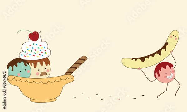 Fototapeta Double Meaning of Banana Split