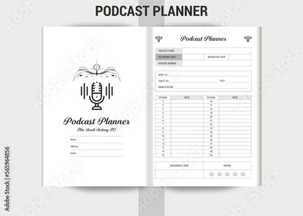 Obraz podcast planner KDP Interior log book design