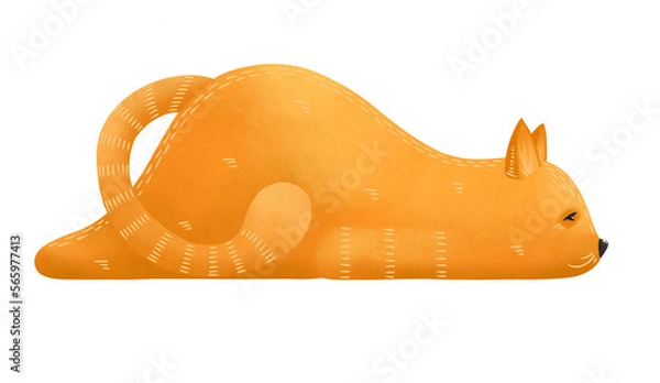 Obraz Lovely lazy cat. Kitten isolated on a white background