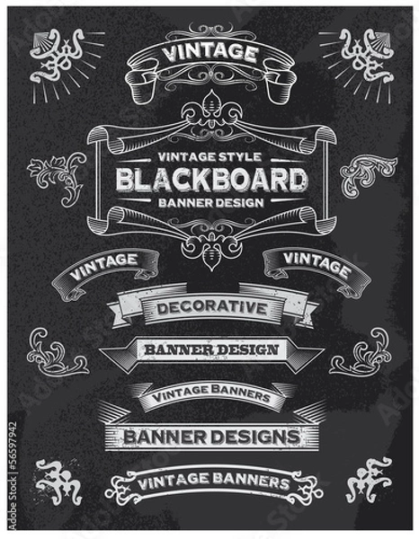 Fototapeta Collection of banners and ribbons on a black background