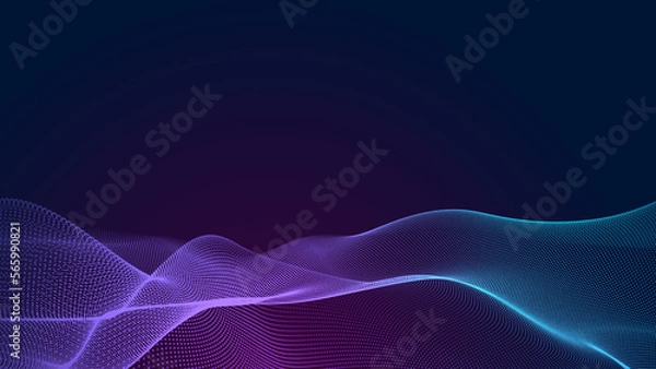Fototapeta Abstract dot blue purple wave gradient texture technology background.