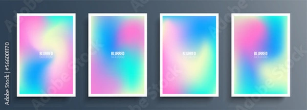 Fototapeta Set of abstract backgrounds with holographic effect. Holographic templates with soft color gradient for your futuristic graphic design. Vector illustration.