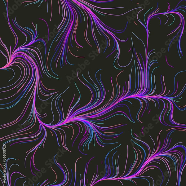Fototapeta Abstract Dark Background with Flow Field of Lines