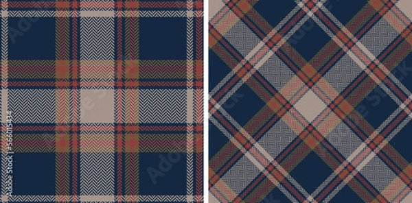 Fototapeta Check plaid seamless pattern set background.