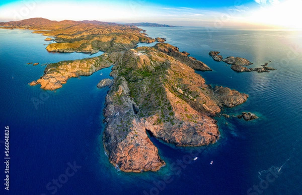 Fototapeta Aerial view from Cap de Creus to the Costa Brava