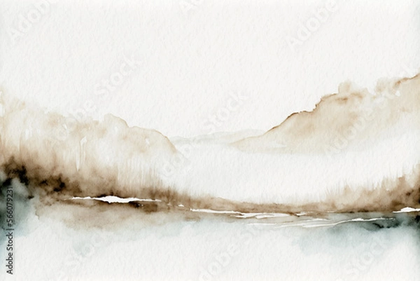 Obraz Minimalistic watercolor landscape background. Simple watercolor landscape painting. 