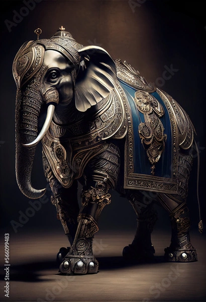 Obraz big black elephant with armor
