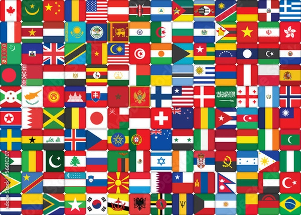 Fototapeta background made of world flags icons