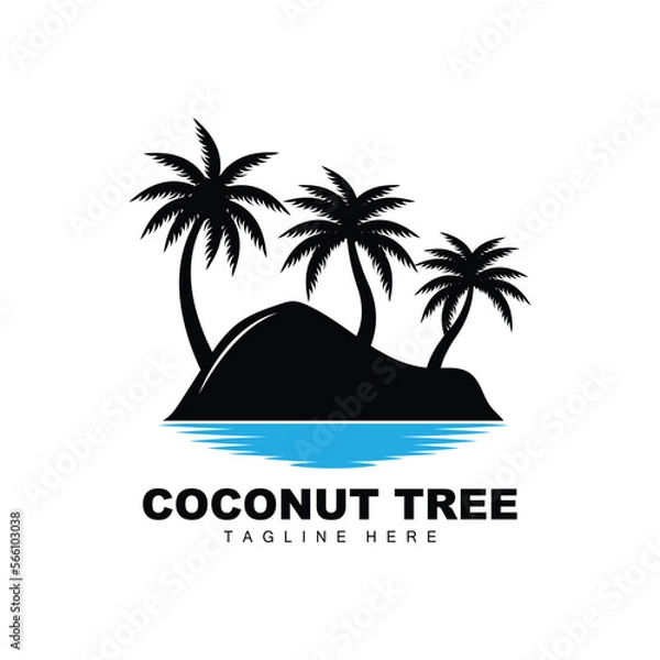 Fototapeta Coconut Tree Logo, Ocean Tree Vector, Design For Templates, Product Branding, Beach Tourism Object Logo
