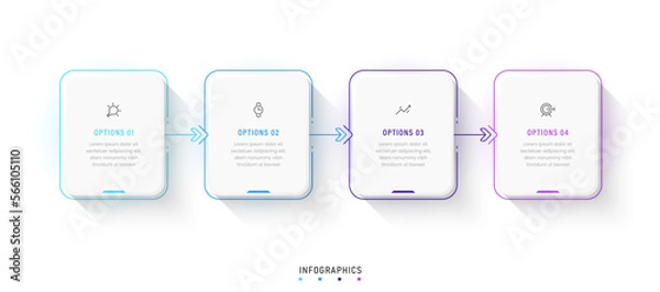 Obraz Vector Infographic label design template with icons and 4 options or steps. Can be used for process diagram, presentations, workflow layout, banner, flow chart, info graph.