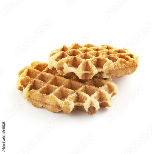 Fototapeta two delicious belgian sugar waffles
