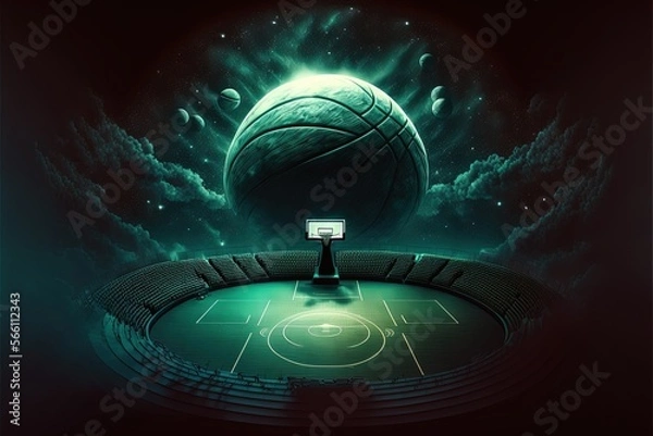 Fototapeta Digital illustration about basketball and sports. Generative AI.