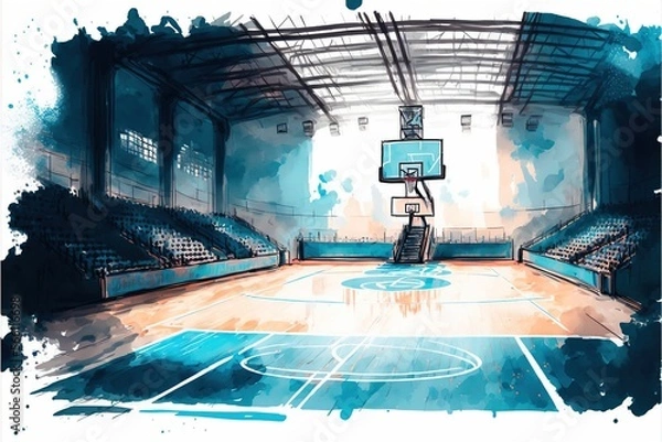 Fototapeta Digital illustration about basketball and sports. Generative AI.