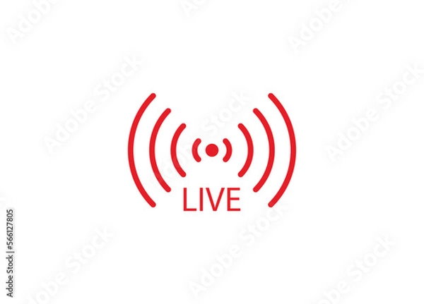 Obraz Live streaming icon. Red symbol and button of live streaming, broadcasting, online stream. Lower third template for tv, show, movie and live performance.
