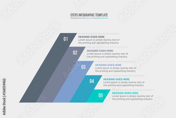 Obraz Triangle, pyramid chart infographic flat vector diagram for presentations	