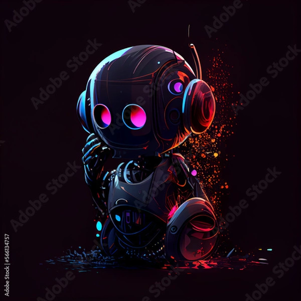 Fototapeta Chatbot on black background. generative ai