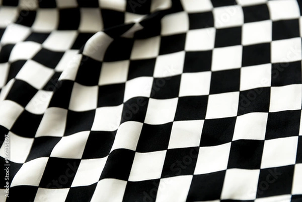 Fototapeta Blurred defocused black and white square and rhombus fabric pattern