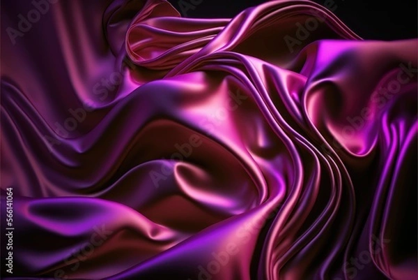 Fototapeta Romantic Satin Fabric Luxury Background, AI Generated Image of Sensual Satin Sheets