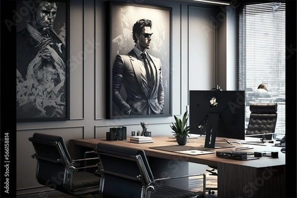 Fototapeta Showcasing successful male entrepreneurs in their modern offices. Created with Generative ai.