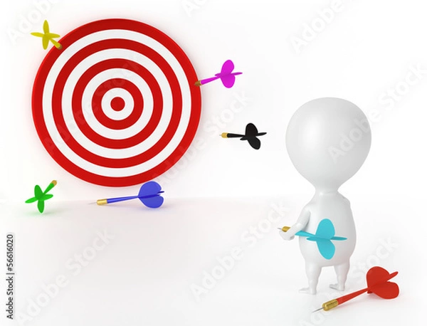 Obraz Target, Darts and Character - Loser