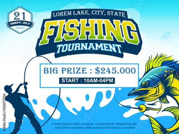 Obraz fishing tournament flayer vector template