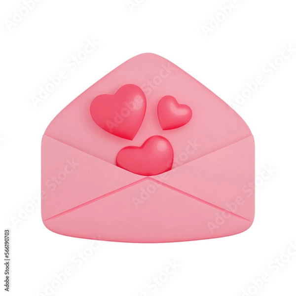 Obraz Hearts inside envelope 3d icon model isolated
