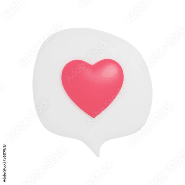 Obraz Chat bubble with a heart inside isolated