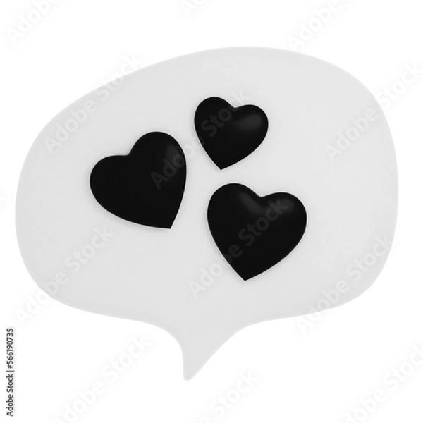 Obraz Chat bubble with hearts inside isolated