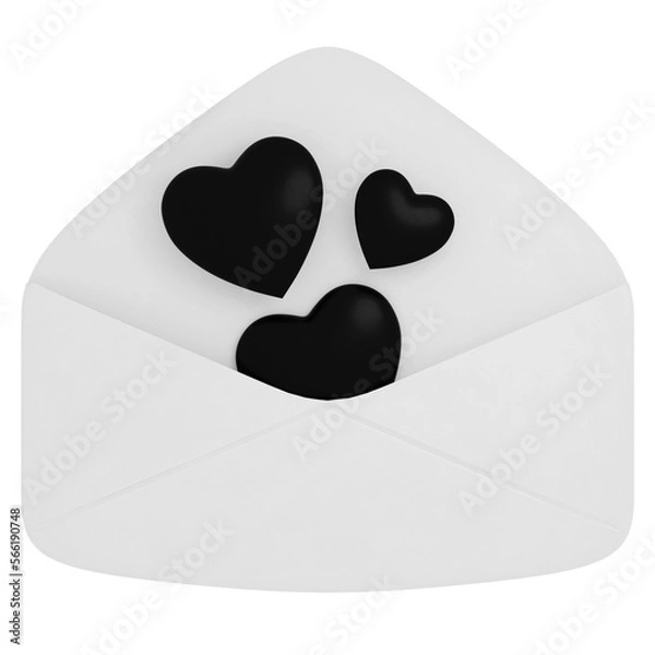 Obraz Hearts inside envelope 3d icon model isolated