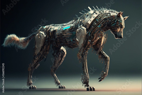 Obraz Wolf - a robotic chrome in action