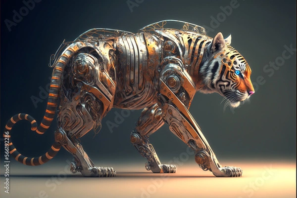 Obraz Tiger - a robotic chrome in action