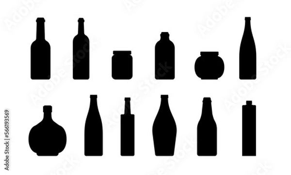 Fototapeta 色々なビンのシルエットセット