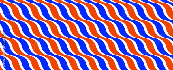 Fototapeta Wavy lines water seamless pattern vector, 3D dimensional endless background wallpaper design image, geometric stripy curved tillable texture.