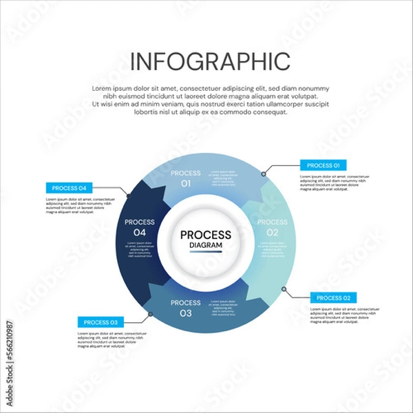 Obraz Vector infographic label design with icons. Business concept flowchart, diagram, morphism, 3D chart