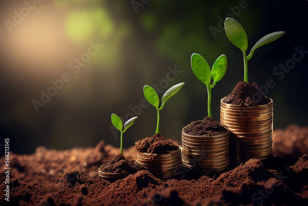 Fototapeta Growing money concept created with generative Ai technology